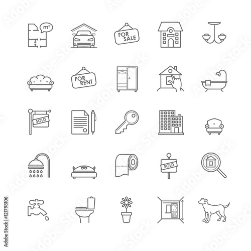 house and real estate icons set