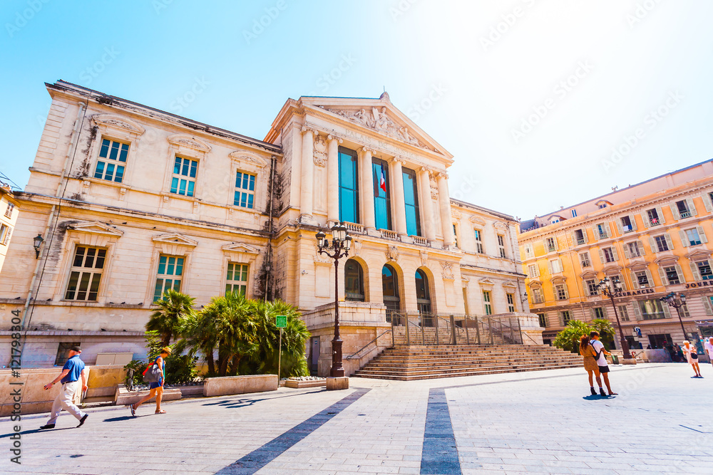 Justice Palace in the old town of Nice in sunny weather, France