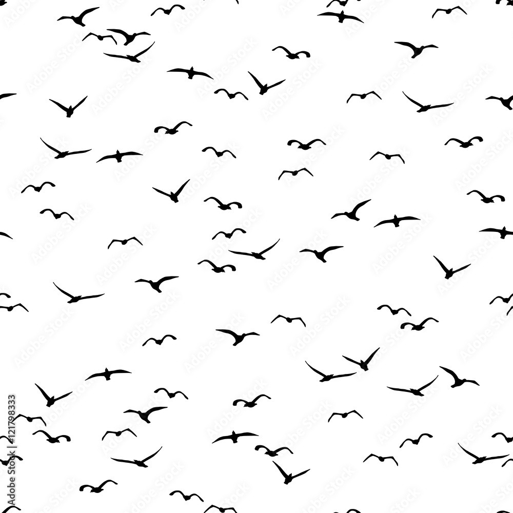 Seamless pattern of a flock of flying birds Seamless pattern of a flock of flying birds