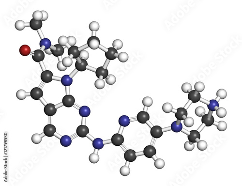 Ribociclib cancer drug molecule (CDK4/6 inhibitor).  photo