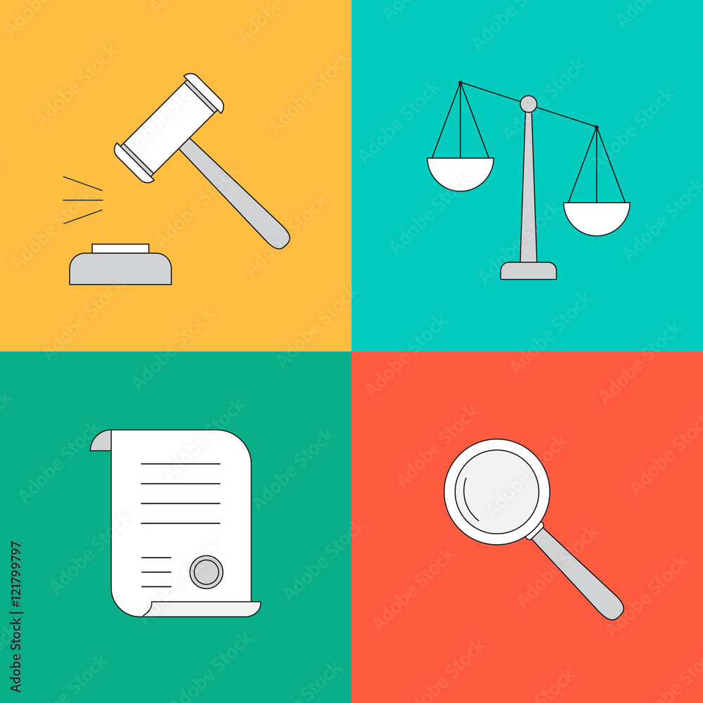 Vector collection or set of law and justice icons Vector collection or set of law and justice icons
