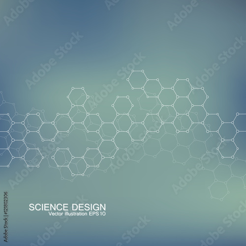 Structure molecule of DNA and neurons. Structural atom. Chemical compounds. Medicine, science, technology concept. Geometric abstract background. Vector illustration for your design.