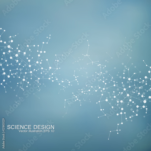 Structure molecule of DNA and neurons. Structural atom. Chemical compounds. Medicine, science, technology concept. Geometric abstract background. Vector illustration for your design.