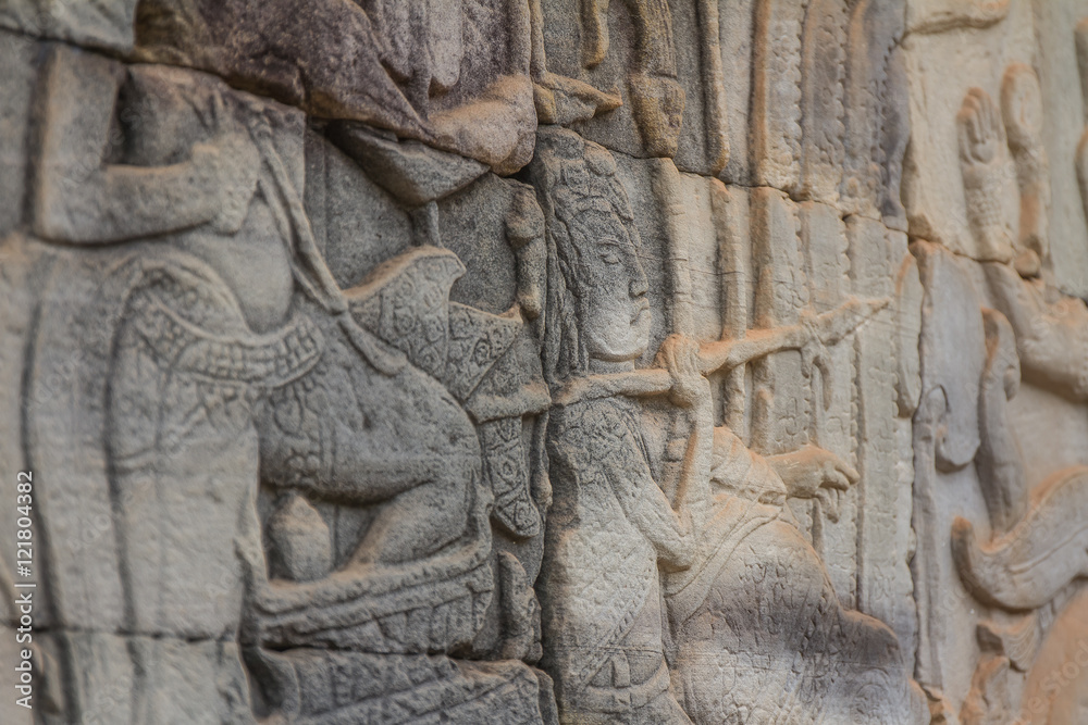 Ancient Khmer carving of Krishna, Angkor, Cambodia Ancient Khmer carving of Krishna, Angkor, Cambodia