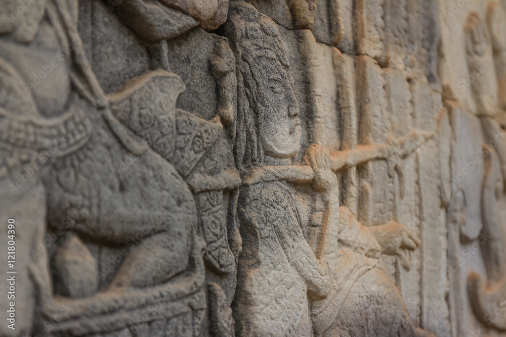 Ancient Khmer carving of Krishna, Angkor, Cambodia Ancient Khmer carving of Krishna, Angkor, Cambodia