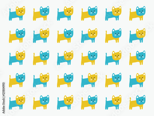 Cute Cat pattern, vector il...