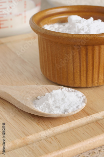 Baking Soda or Sodium bicarbonate used in baking as a  leavening agent and a multitude of purposes around the home photo