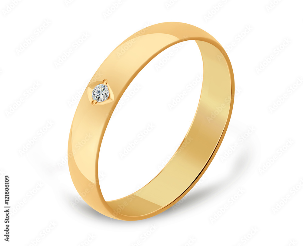 Wedding ring with a diamond, 3D illustration Wedding ring with a diamond, 3D illustration