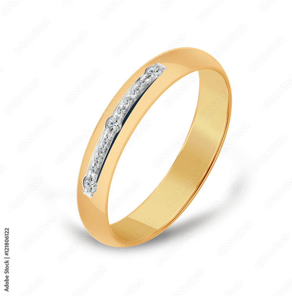 Wedding ring with a diamond, 3D illustration Wedding ring with a diamond, 3D illustration
