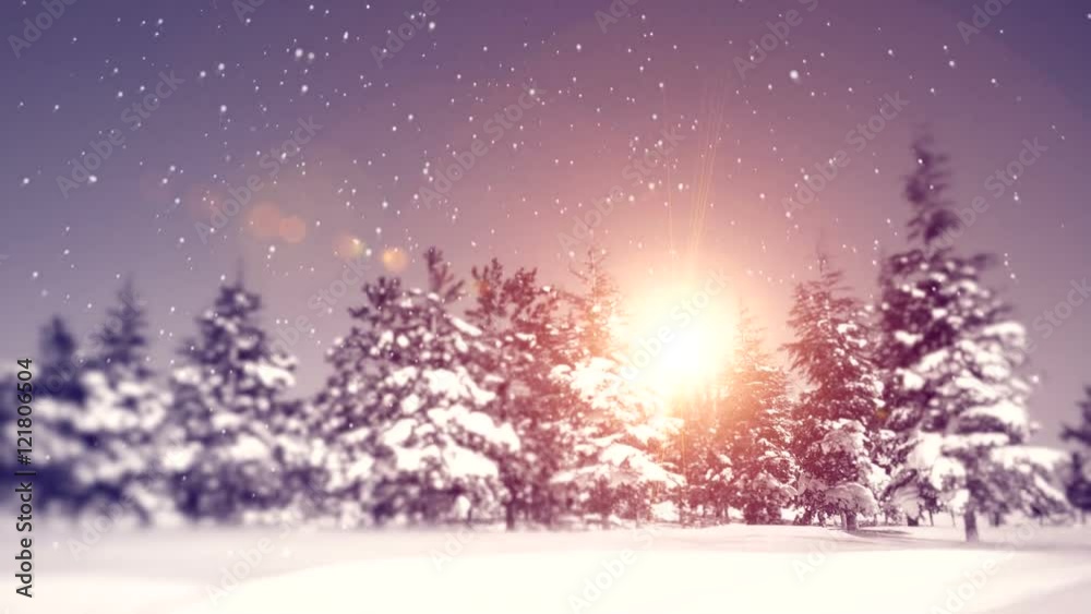 Fantastic evening winter landscape