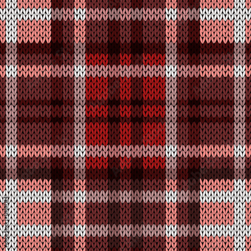 Seamless knitted pattern in red and brown hues