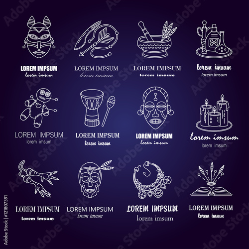 Voodoo African and American magic vector logo