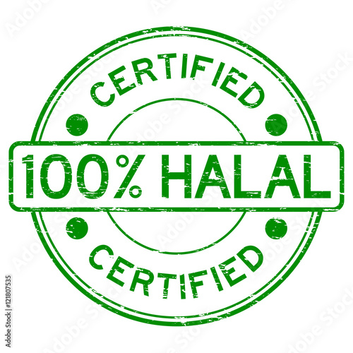 Grunge green 100 percent halal certified rubber stamp