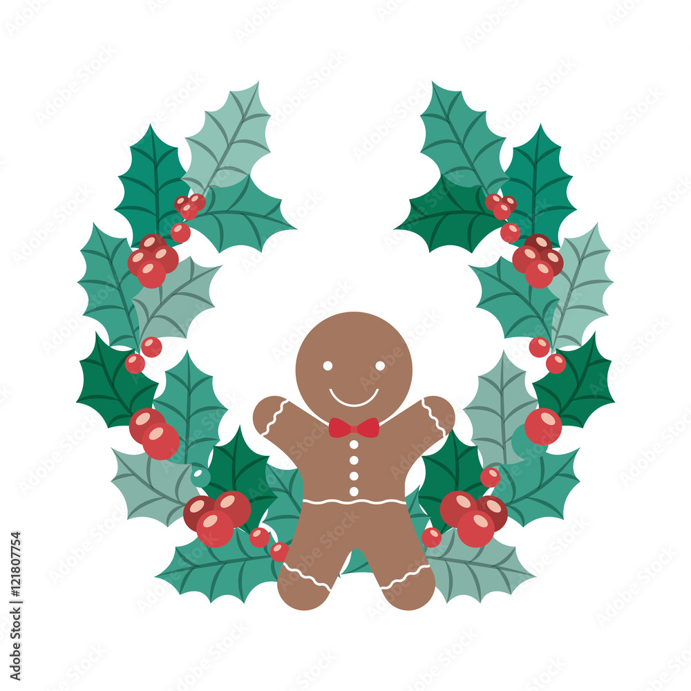 Coockie and crown icon. Merry Christmas season and decoration theme. Isolated design. Vector illustration