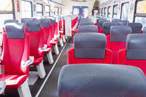 modern train interior, nobody inside