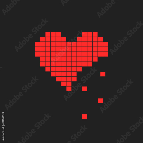 illustration of heart symbol in pixel art style
