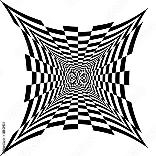 Vector Illustration. Black and White Concave Rectanguless Expanding from the Center. Optical Illusion of Perspective, Volume and Depth. Suitable for Web Design.