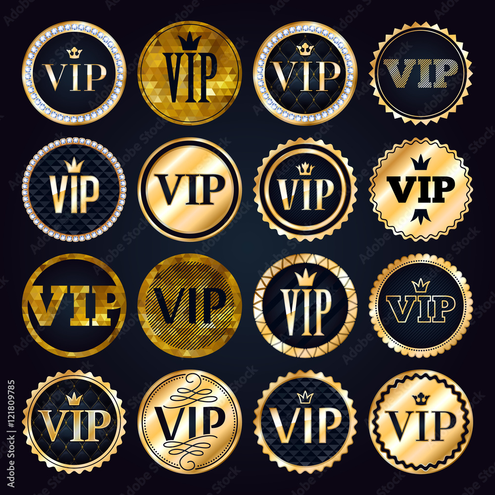 VIP premium golden badges set.