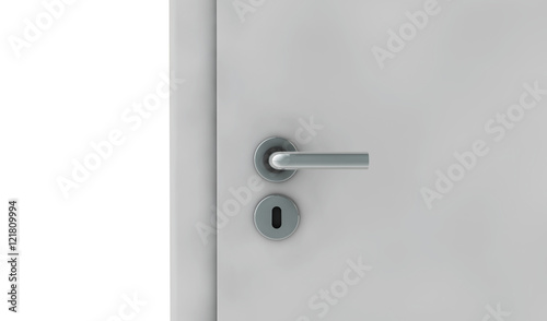 white door on white background 3D render