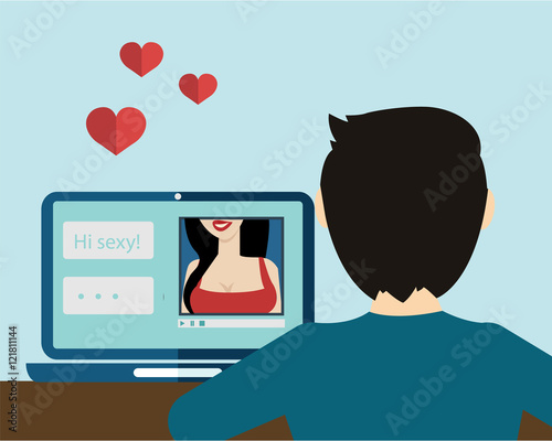 On line dating, sexy chat vector illustration