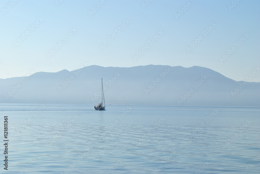 boat in calm seas boat in calm seas