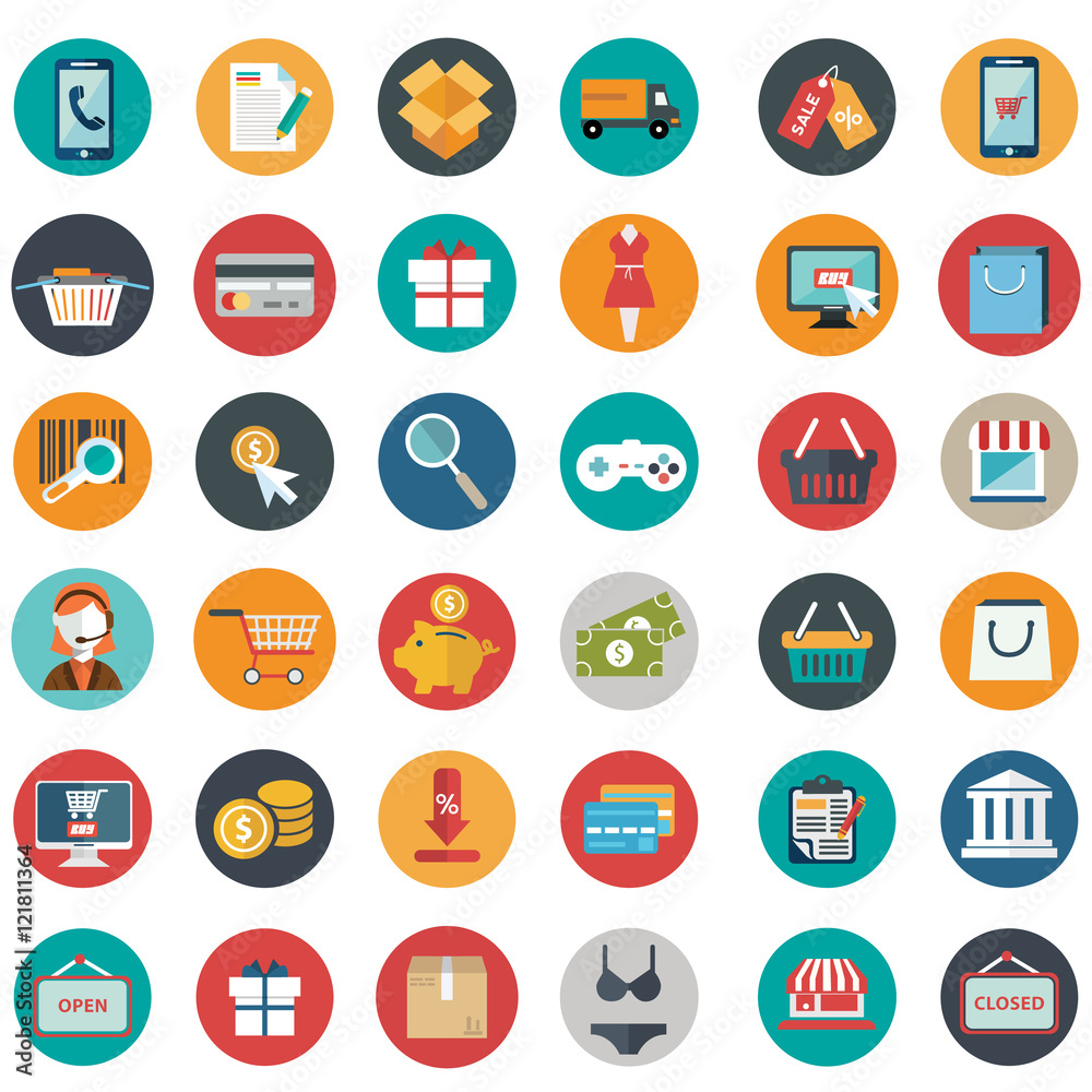 Vector illustration set of shopping icons , shopping items