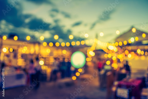 blur image of night festival on street blurred background with b