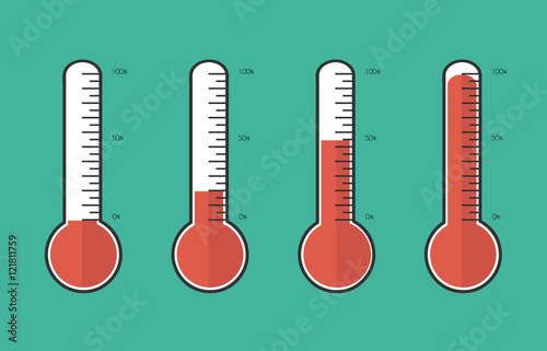 illustration of red thermometers with different levels