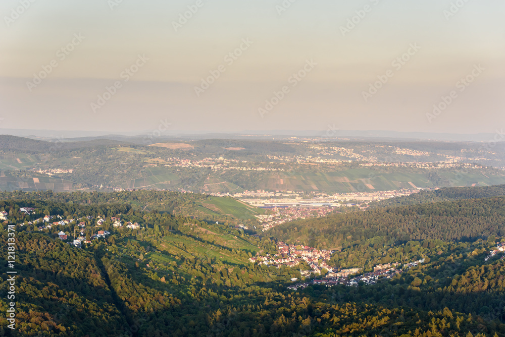 Obraz premium View to the Neckar Valley at Frauenkopf, Hedelfingen and Obertuerkheim