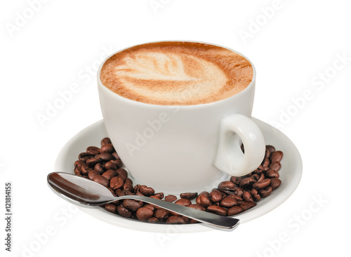 Cappuccino with coffee bean photo