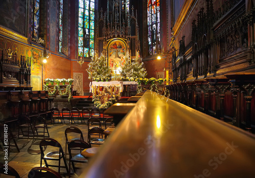 Cathedral interior at christmas time