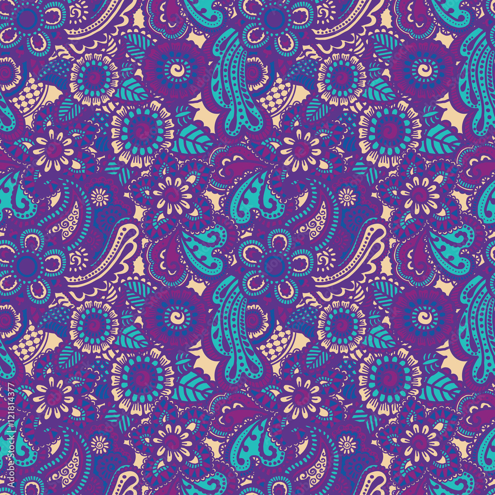 Fototapeta premium Paisley seamless colorful pattern