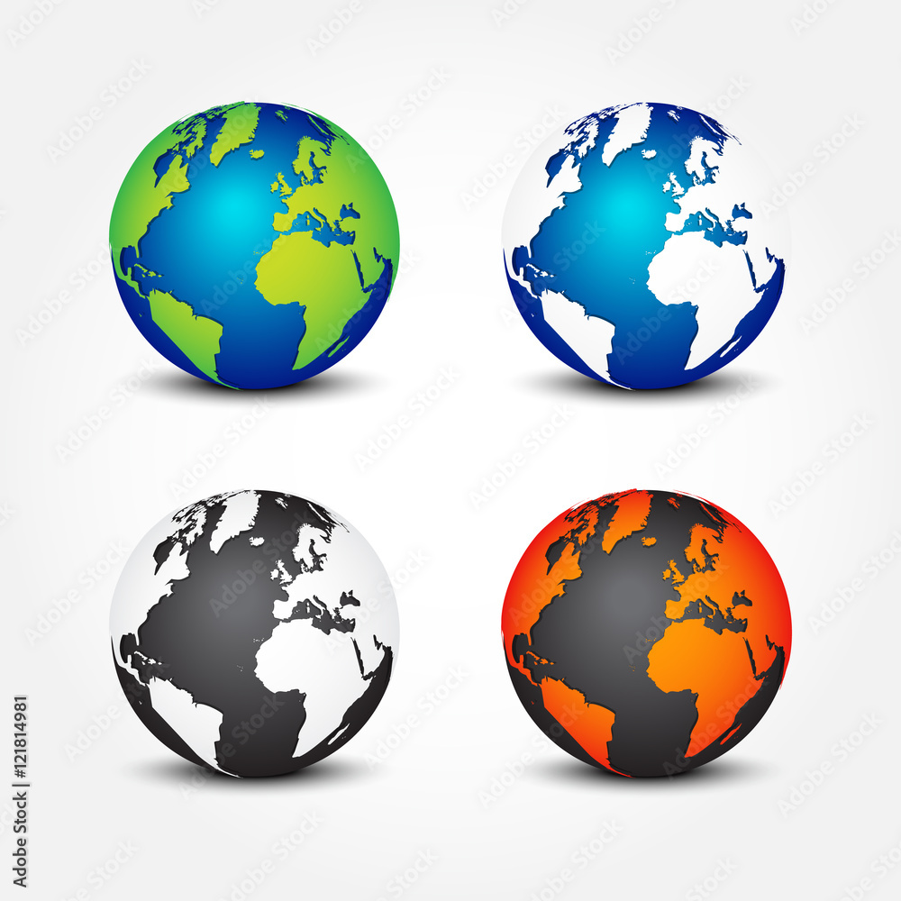 Set of global in different color ( 4 seasons )