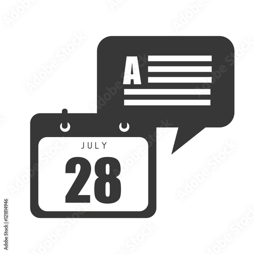 speech bubble icon and calendar with month and day numbers. vector illustration