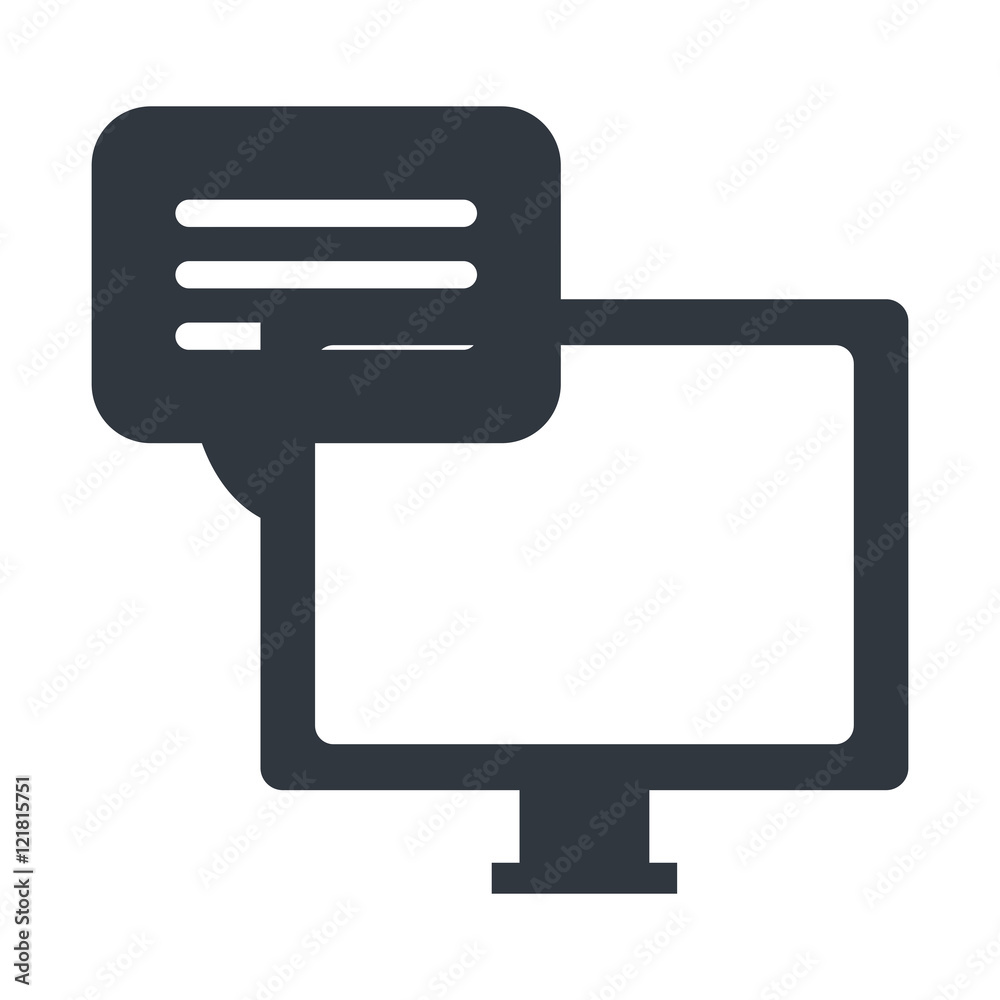 screen monitor computer technology device with speech bubble icon. vector illustration