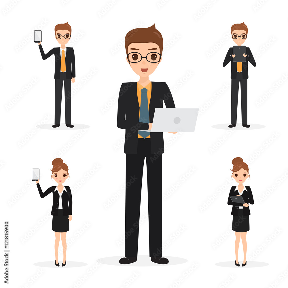 Business people with laptop and mobile. Business people with laptop and mobile.