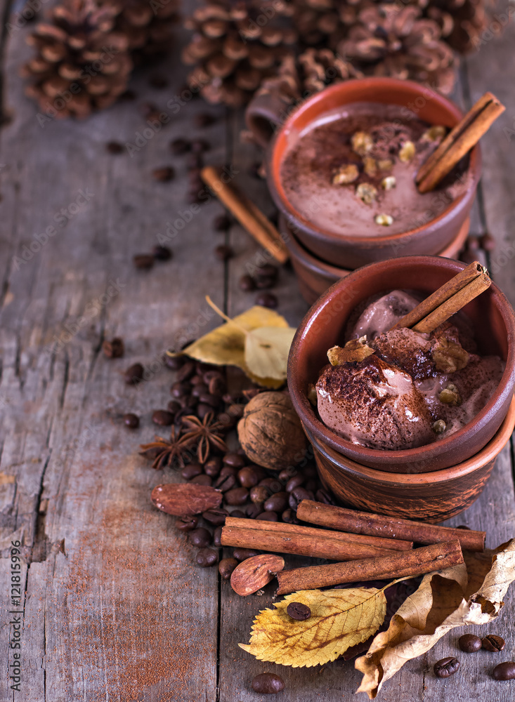 Chocolate ice cream with spices Chocolate ice cream with spices