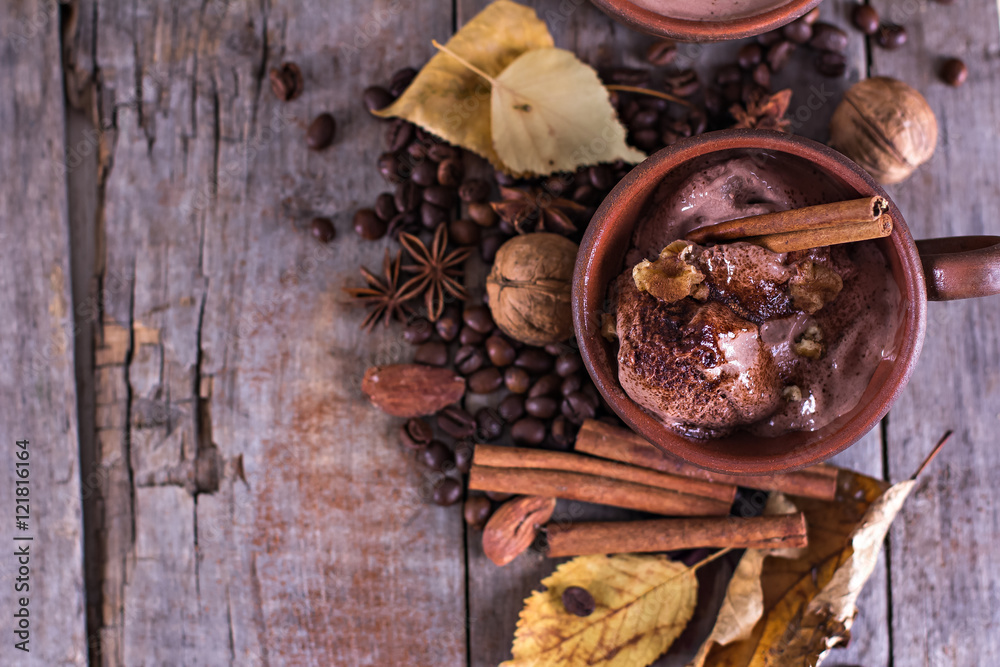 Chocolate ice cream with spices Chocolate ice cream with spices