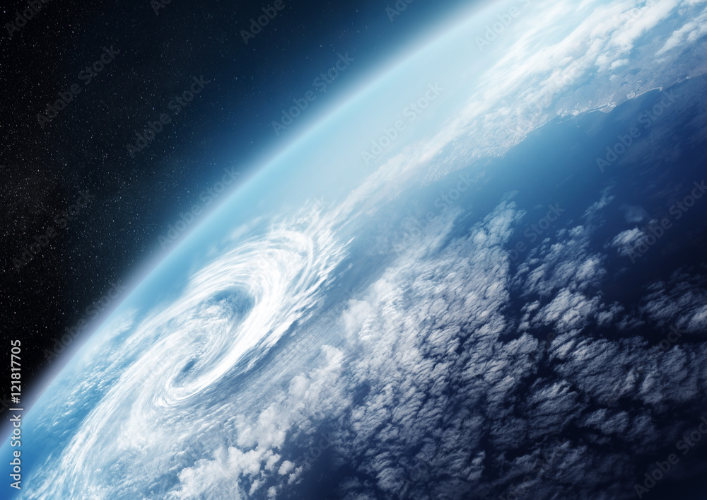 Planet Earth From Space Close Up With Cloud Formations Illustration 