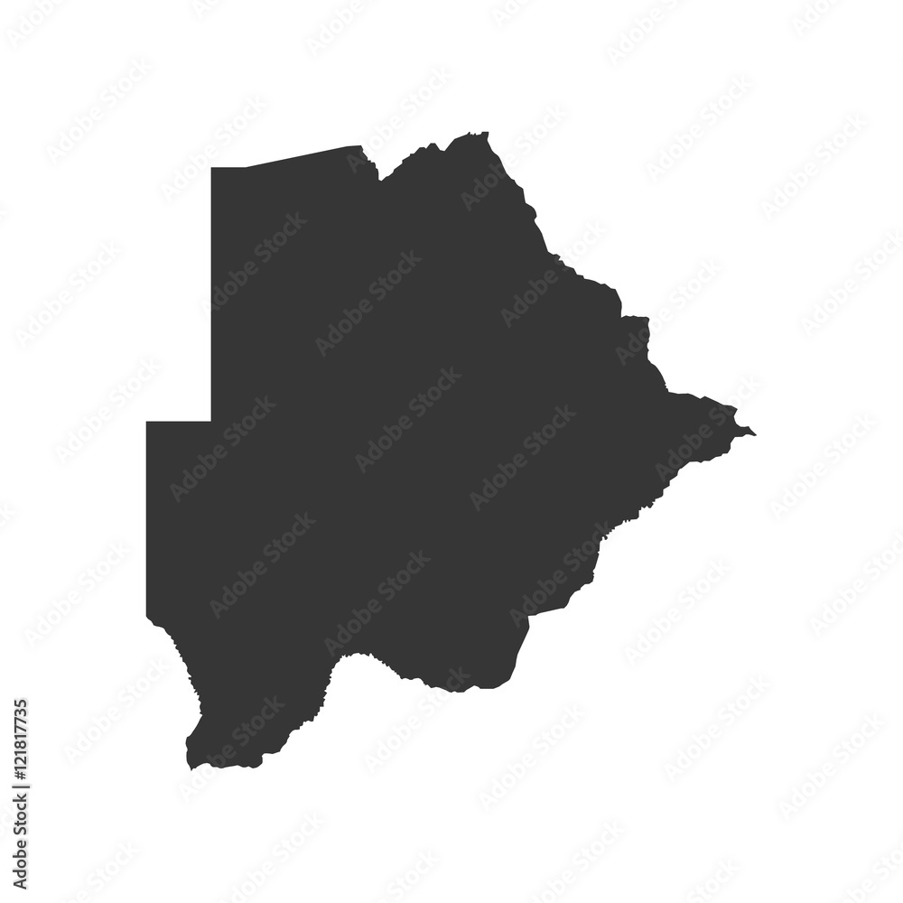 Republic of Botswana map silhouette illustration