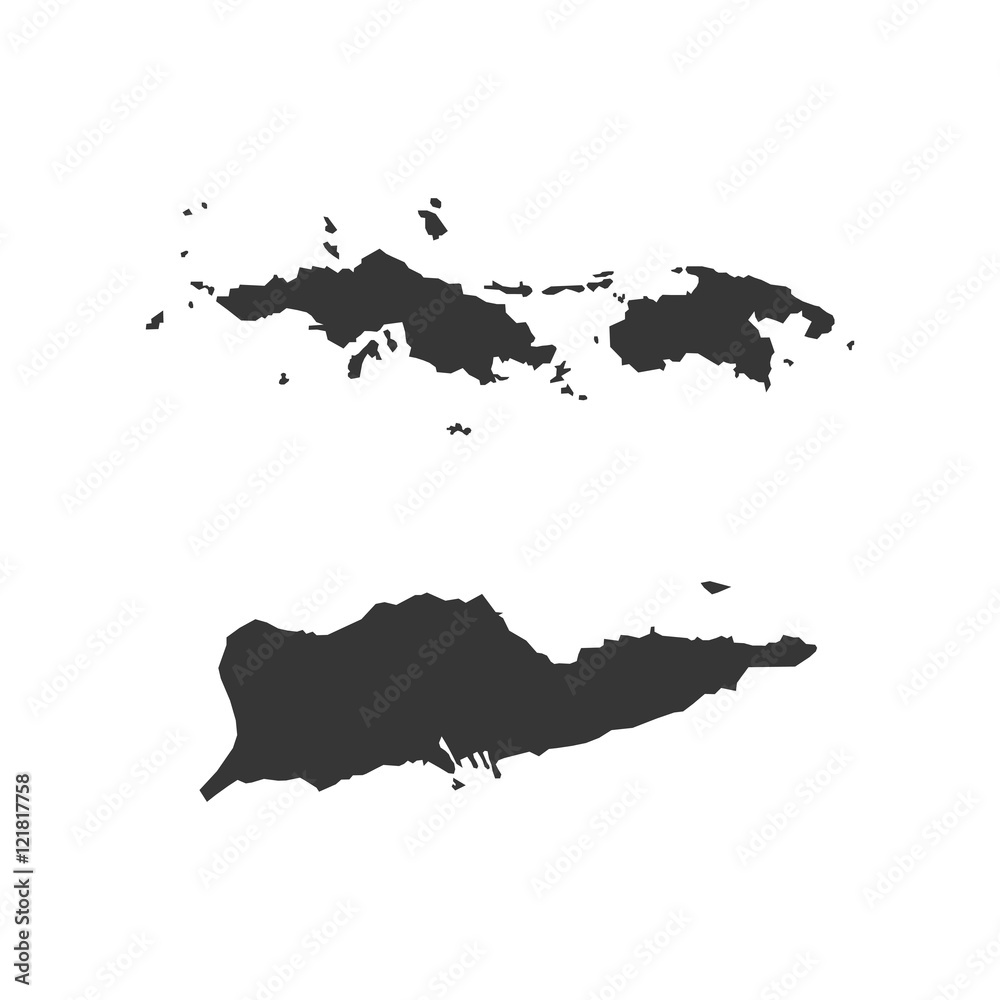 Virgin Islands of the United States map silhouette illustration Virgin Islands of the United States map silhouette illustration