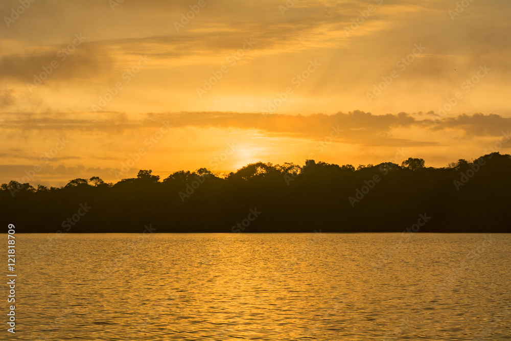 Fototapeta premium アマゾン川に沈む夕陽