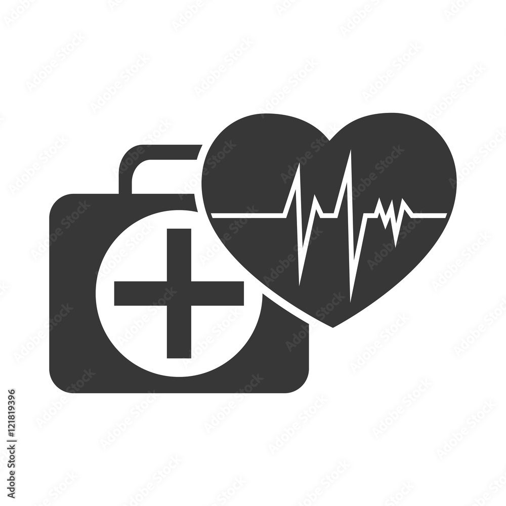 kit medical health box with heart cardio pulse icon. vector illustration