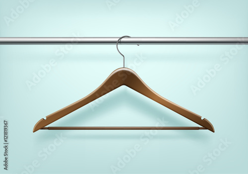 Vector Coat Wooden Hanger Isolated on Background