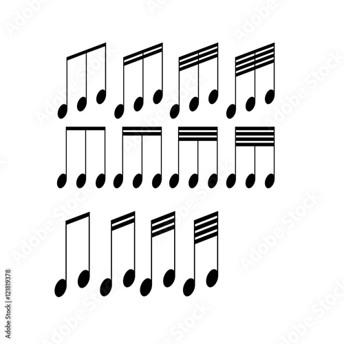 Musical symbols on a white