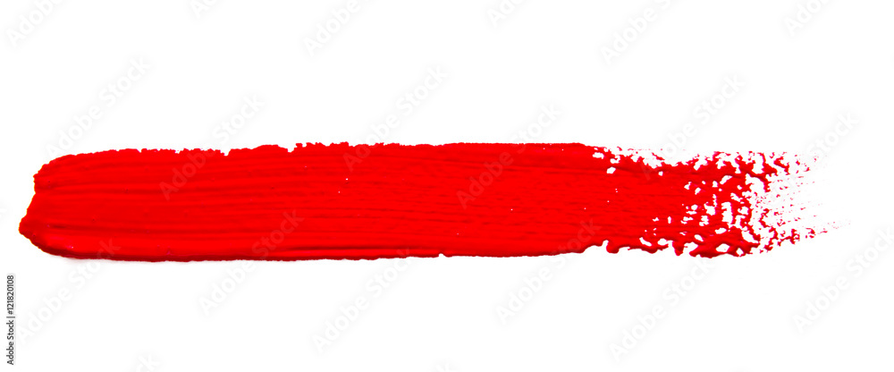 Red strokes of the paint brush isolated