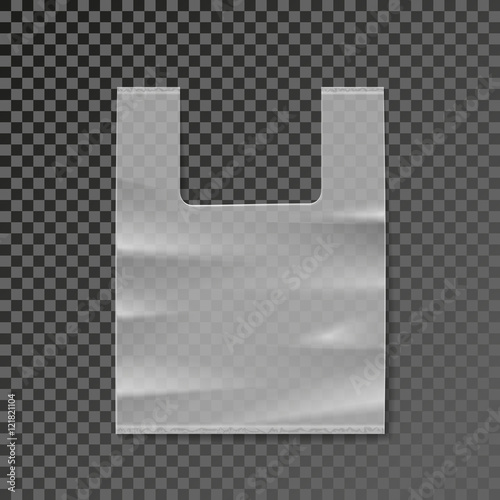 Vector plastic bag blank template on transparent background
