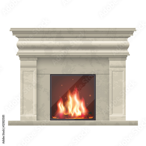 Vector classic fireplace for living room interior