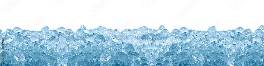 Fototapeta kruszony lód kostki niebieskie tło na białym tle