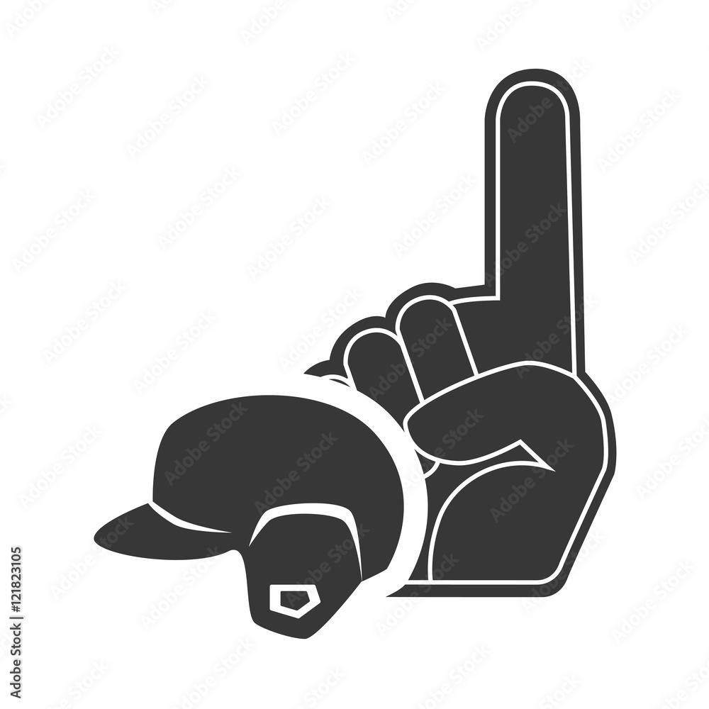 Obraz premium sport hand glove with helmet icon silhouette. vector illustration